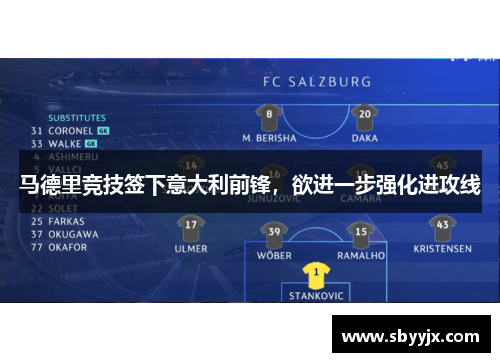 马德里竞技签下意大利前锋，欲进一步强化进攻线